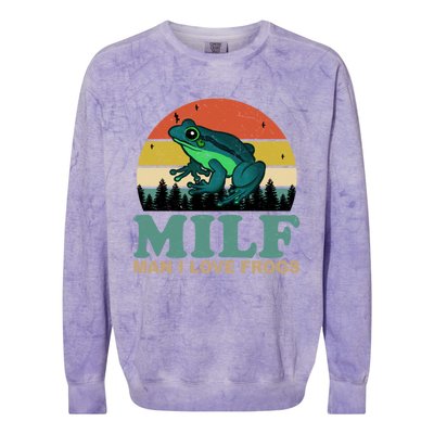 Milf Man I Love Frogs Funny Amphibian Lovers Colorblast Crewneck Sweatshirt