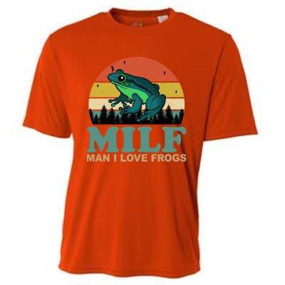 Milf Man I Love Frogs Funny Amphibian Lovers Cooling Performance Crew T-Shirt