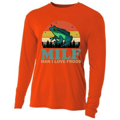 Milf Man I Love Frogs Funny Amphibian Lovers Cooling Performance Long Sleeve Crew