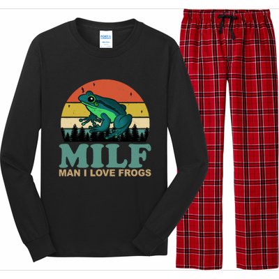 Milf Man I Love Frogs Funny Amphibian Lovers Long Sleeve Pajama Set