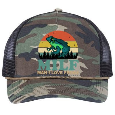 Milf Man I Love Frogs Funny Amphibian Lovers Retro Rope Trucker Hat Cap