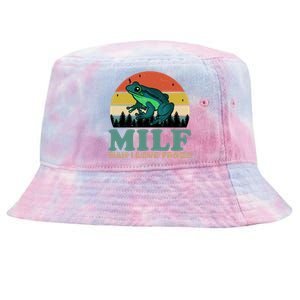 Milf Man I Love Frogs Funny Amphibian Lovers Tie-Dyed Bucket Hat