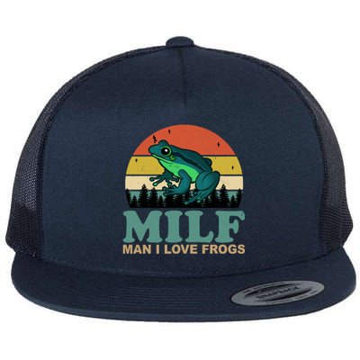 Milf Man I Love Frogs Funny Amphibian Lovers Flat Bill Trucker Hat