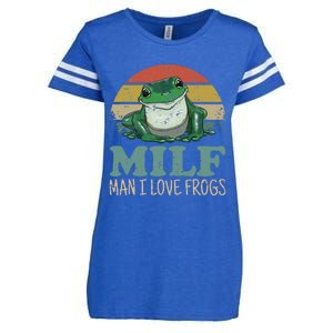 MILF Man I Love Frogs Funny Saying Frog Amphibian Lovers Enza Ladies Jersey Football T-Shirt