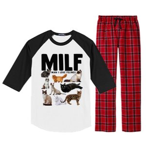 MILF Man I Love Felines Funny Cats Raglan Sleeve Pajama Set