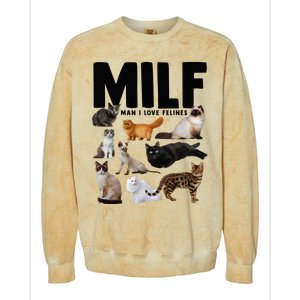 MILF Man I Love Felines Funny Cats Colorblast Crewneck Sweatshirt