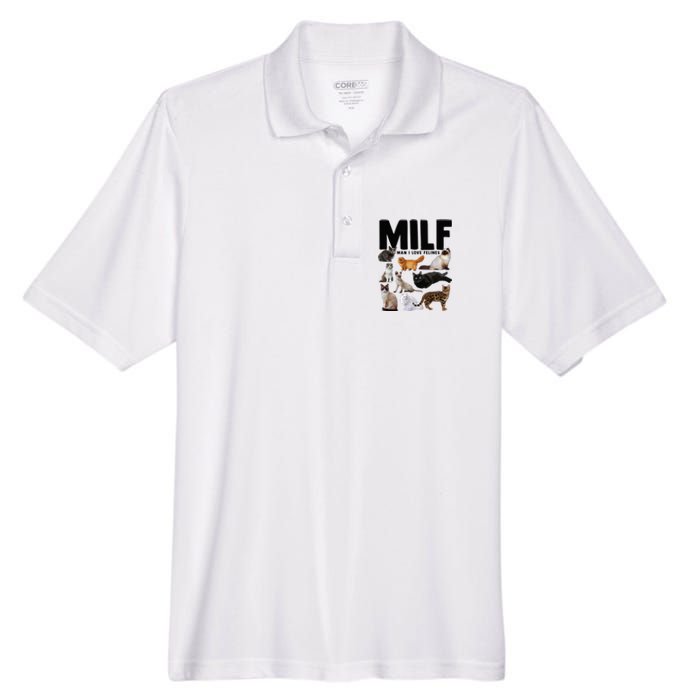 MILF Man I Love Felines Funny Cats Men's Origin Performance Pique Polo