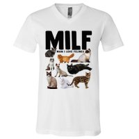 MILF Man I Love Felines Funny Cats V-Neck T-Shirt