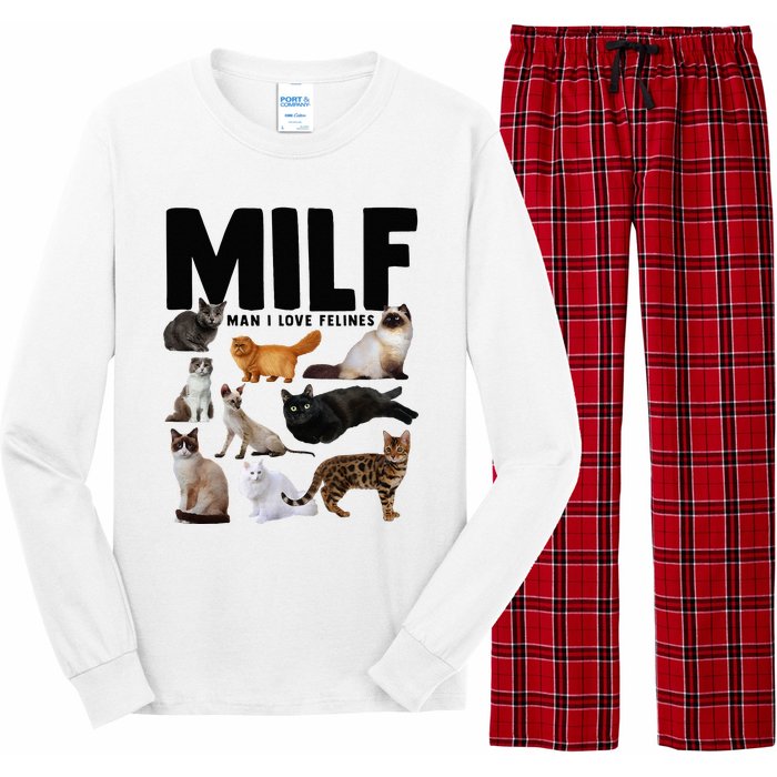 MILF Man I Love Felines Funny Cats Long Sleeve Pajama Set