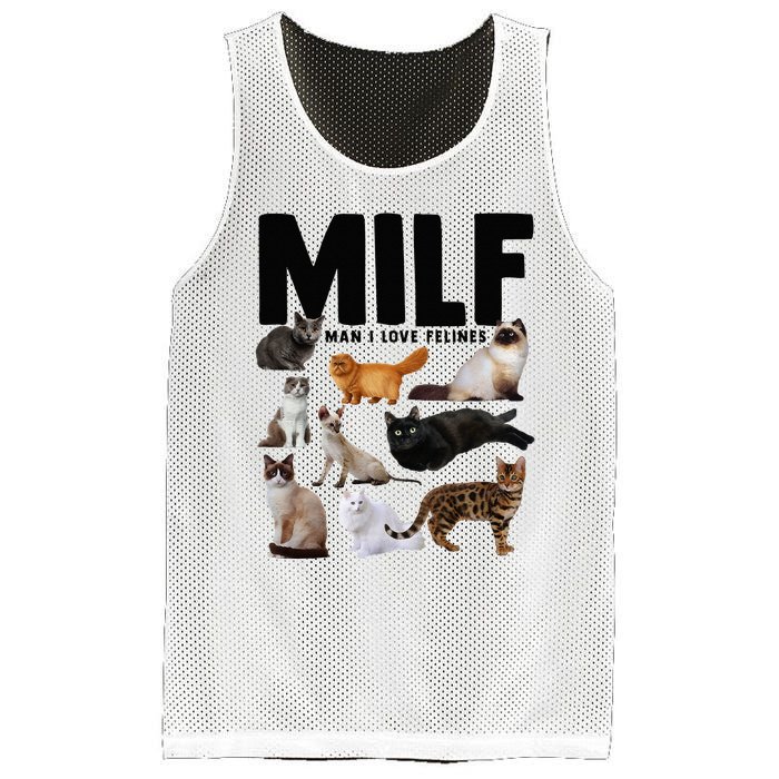 MILF Man I Love Felines Funny Cats Mesh Reversible Basketball Jersey Tank