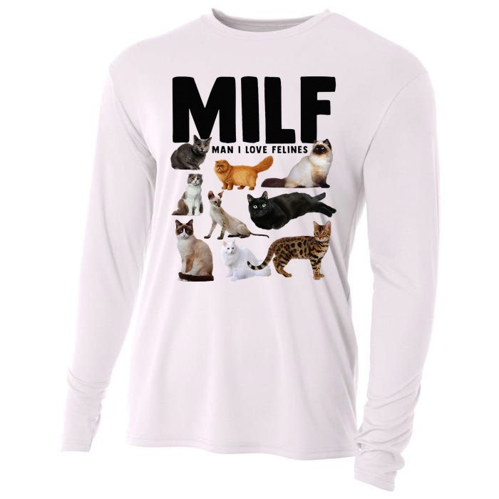 MILF Man I Love Felines Funny Cats Cooling Performance Long Sleeve Crew