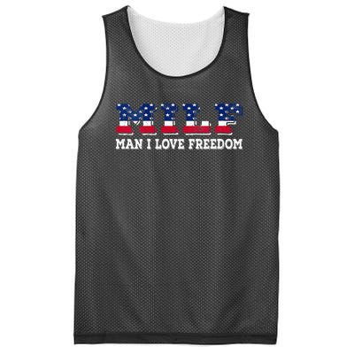 MILF Man I Love Freedom Funny Patriotic Mesh Reversible Basketball Jersey Tank