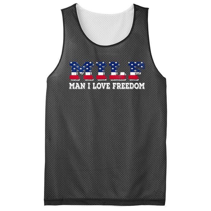 MILF Man I Love Freedom Funny Patriotic Mesh Reversible Basketball Jersey Tank