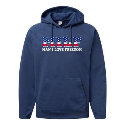 MILF Man I Love Freedom Funny Patriotic Performance Fleece Hoodie