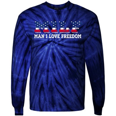 MILF Man I Love Freedom Funny Patriotic Tie-Dye Long Sleeve Shirt