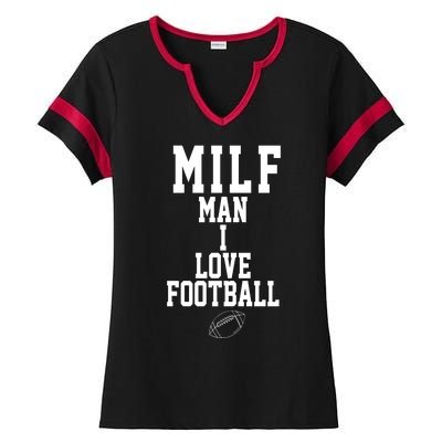 MILF Man I Love Football Funny Ladies Halftime Notch Neck Tee