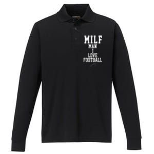 MILF Man I Love Football Funny Performance Long Sleeve Polo