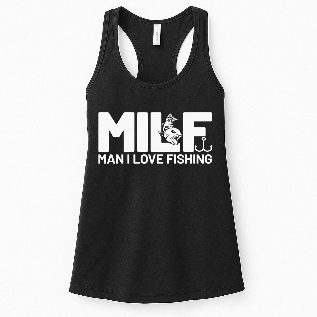 MILF Man I Love Fishing Funny Fishing Fishermen Angler Womens Tank Top