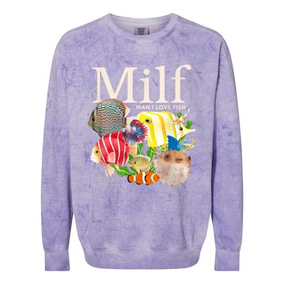 Milf Man I Love Fish Funny Fishing Fisherman Humor Nature Colorblast Crewneck Sweatshirt