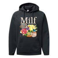 Milf Man I Love Fish Funny Fishing Fisherman Humor Nature Performance Fleece Hoodie