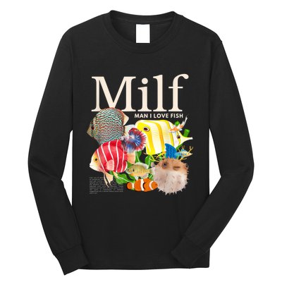 Milf Man I Love Fish Funny Fishing Fisherman Humor Nature Long Sleeve Shirt