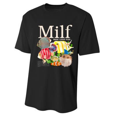 Milf Man I Love Fish Funny Fishing Fisherman Humor Nature Performance Sprint T-Shirt