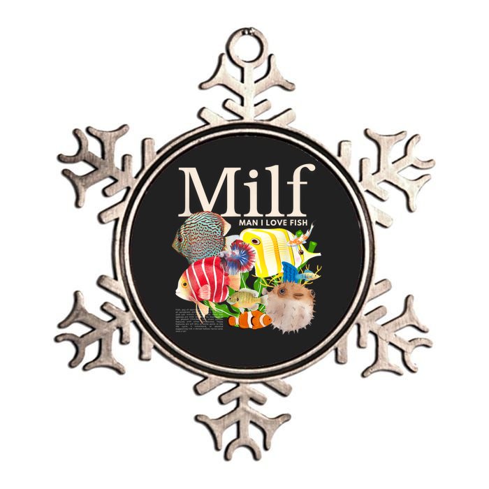 Milf Man I Love Fish Funny Fishing Fisherman Humor Nature Metallic Star Ornament