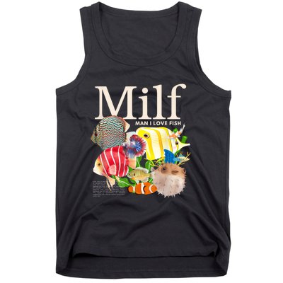 Milf Man I Love Fish Funny Fishing Fisherman Humor Nature Tank Top