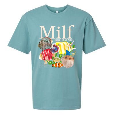 Milf Man I Love Fish Funny Fishing Fisherman Humor Nature Sueded Cloud Jersey T-Shirt