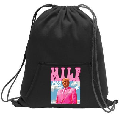 Milf Man I Love Felons Funny Trump Pink 2024 For President Sweatshirt Cinch Pack Bag