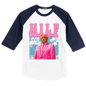 Milf Man I Love Felons Funny Trump Pink 2024 For President Baseball Sleeve Shirt