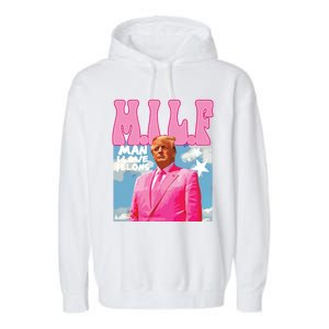 Milf Man I Love Felons Funny Trump Pink 2024 For President Garment-Dyed Fleece Hoodie