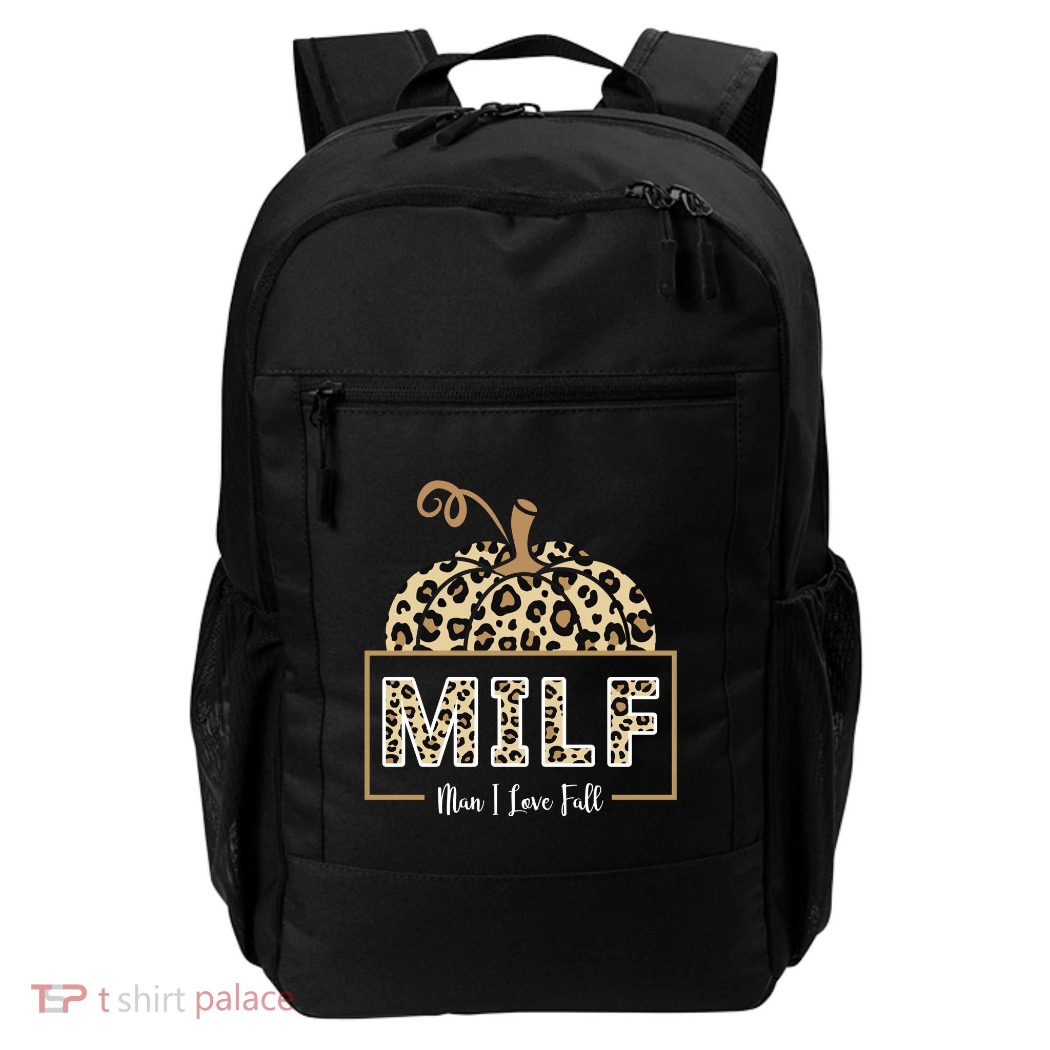 MILF Man I Love Fall Leopard Pumpkin Funny Backpack