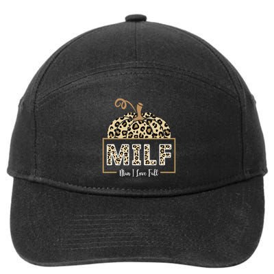 MILF Man I Love Fall Leopard Pumpkin Funny 7-Panel Snapback Hat