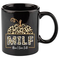 MILF Man I Love Fall Leopard Pumpkin Funny 11oz C Handle Ceramic Mug