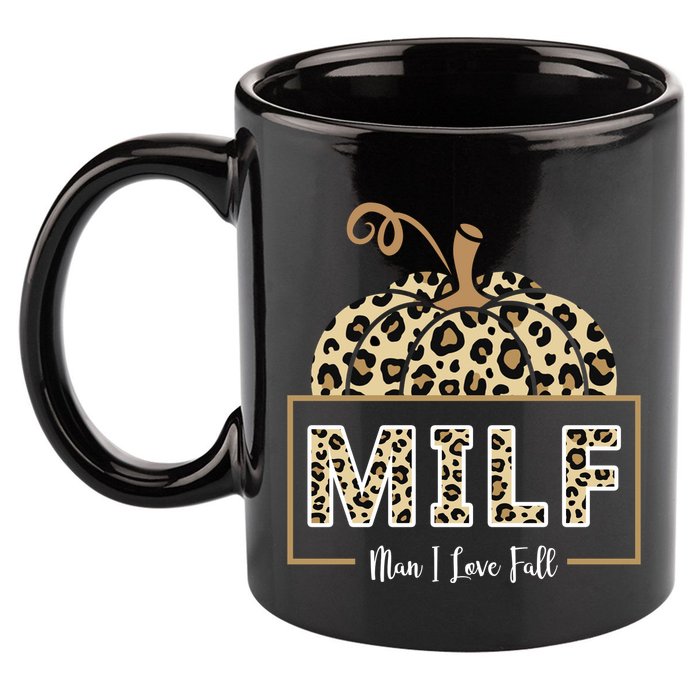 MILF Man I Love Fall Leopard Pumpkin Funny 11oz C Handle Ceramic Mug