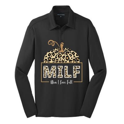 MILF Man I Love Fall Leopard Pumpkin Funny Silk Touch Performance Long Sleeve Polo