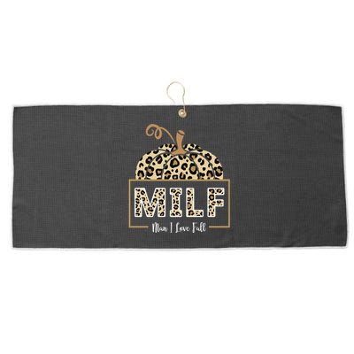 MILF Man I Love Fall Leopard Pumpkin Funny Large Microfiber Waffle Golf Towel