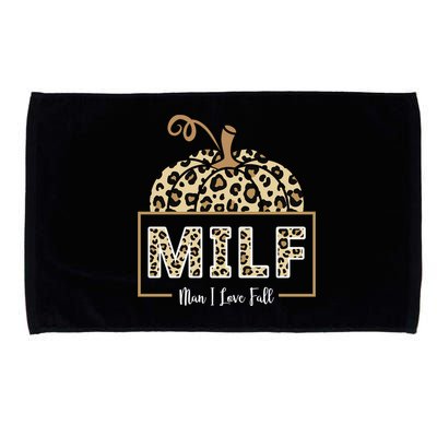 MILF Man I Love Fall Leopard Pumpkin Funny Microfiber Hand Towel