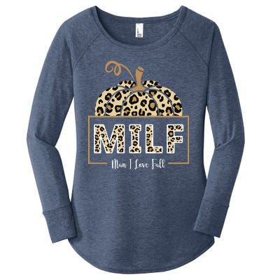 MILF Man I Love Fall Leopard Pumpkin Funny Women's Perfect Tri Tunic Long Sleeve Shirt