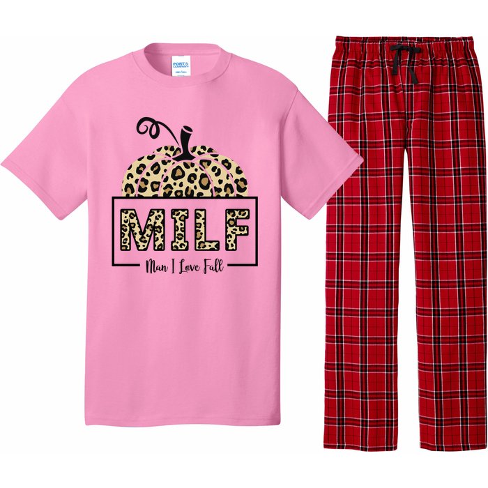 MILF Man I Love Fall Leopard Pumpkin Funny Pajama Set