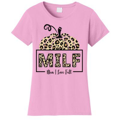 MILF Man I Love Fall Leopard Pumpkin Funny Women's T-Shirt