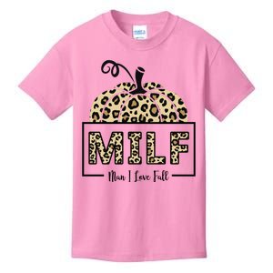 MILF Man I Love Fall Leopard Pumpkin Funny Kids T-Shirt