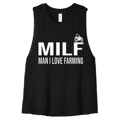 Milf Man I Love Farming Kansas State Purple Football Fan Women's Racerback Cropped Tank