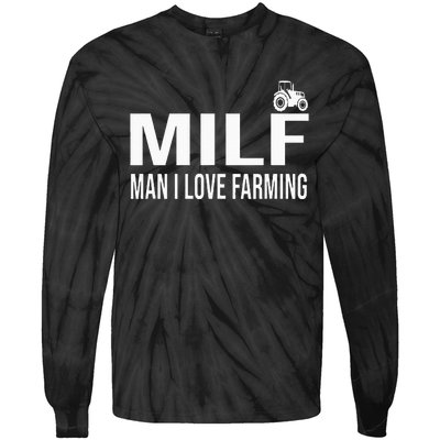 Milf Man I Love Farming Kansas State Purple Football Fan Tie-Dye Long Sleeve Shirt