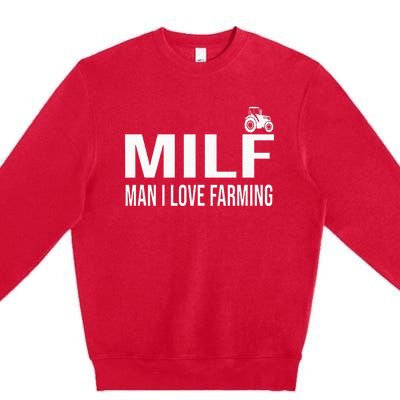 Milf Man I Love Farming Kansas State Purple Football Fan Premium Crewneck Sweatshirt