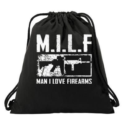 M.I.L.F Man I Love Firearms Funny Ar15 2a Pro Gun Rights Drawstring Bag