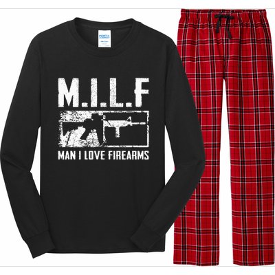 M.I.L.F Man I Love Firearms Funny Ar15 2a Pro Gun Rights Long Sleeve Pajama Set