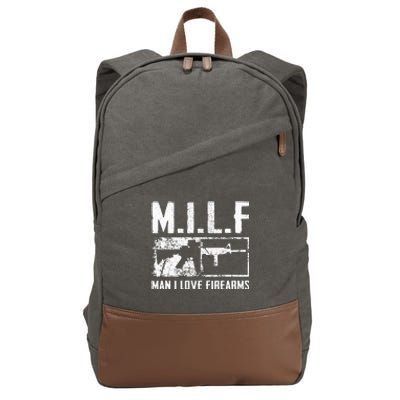 M.I.L.F Man I Love Firearms Funny Ar15 2a Pro Gun Rights Cotton Canvas Backpack