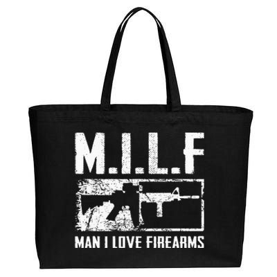 M.I.L.F Man I Love Firearms Funny Ar15 2a Pro Gun Rights Cotton Canvas Jumbo Tote